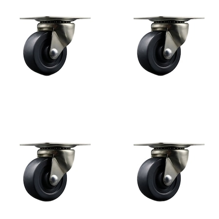Service Caster 3'' General Duty Dolly Hard Rubber Wheel Swivel Top Plate Caster, 4PK SCC-10S314-HRS-GRY-4